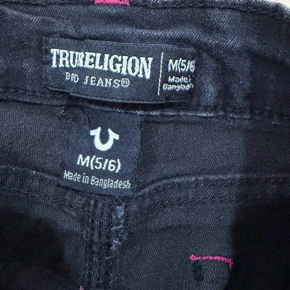 True Religion Kids Black Jean Shorts with Pink Stitching —Size M(5/6) - Picture 2 of 5